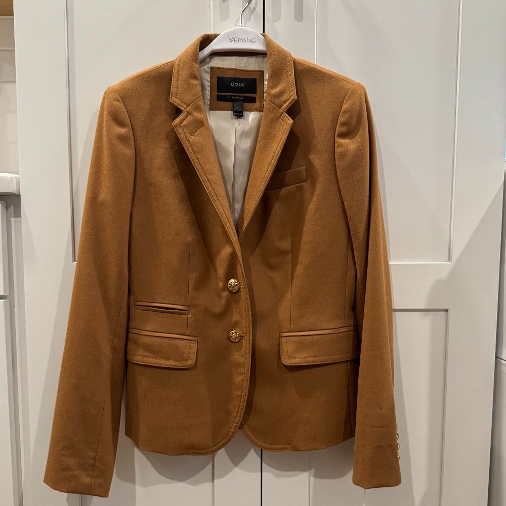Jcrew wool blazer 100% wool size 0 caramel tan beige